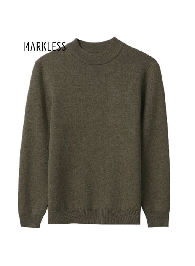 Markless Men's Sweater, Autumn And Winter Warmth, Loose Casual Semi-turtleneck Knit Pullover Sweater For Men, 1713 Brown Leaf Coffee, 3XL - Image 1