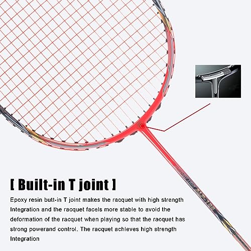 ALPSPORT ALP-188 Air 10U G5 Super Light Professional Full Carbon Fiber Badminton Rackets Set of 2, Graphite Padel Badminton Racquets for Outdoor Backyard Sports Including 1 Carrying Bag (Red) - Image 5