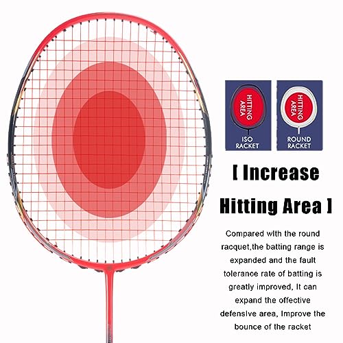 ALPSPORT ALP-188 Air 10U G5 Super Light Professional Full Carbon Fiber Badminton Rackets Set of 2, Graphite Padel Badminton Racquets for Outdoor Backyard Sports Including 1 Carrying Bag (Red) - Image 4