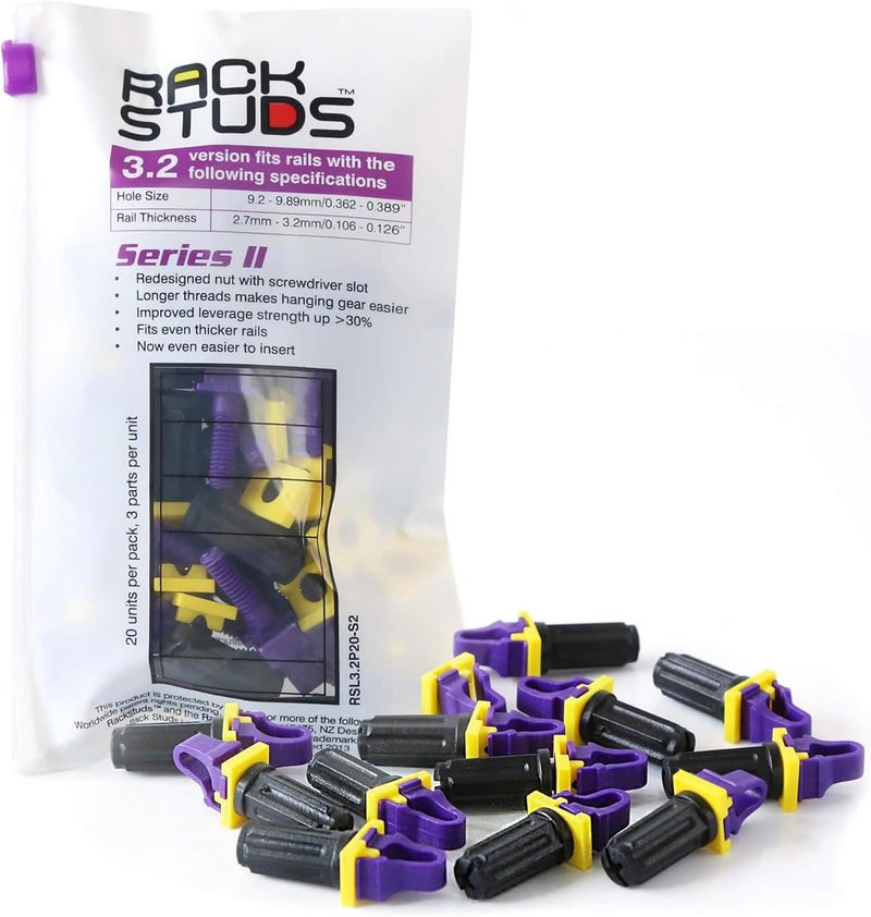 Rackstuds P20 Series II - Server Rack Screws 20-Pack | Cage Nut Replacement Purple 3.2mm/0.126" | A Faster, Easier Solution for Rack mounting Gear in 19" Racks with Square Punched Vertical Rails - Image 1