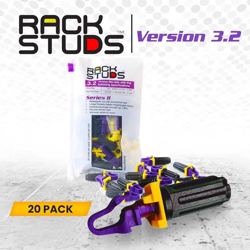 Rackstuds P20 Series II - Server Rack Screws 20-Pack | Cage Nut Replacement Purple 3.2mm/0.126" | A Faster, Easier Solution for Rack mounting Gear in 19" Racks with Square Punched Vertical Rails - Image 5