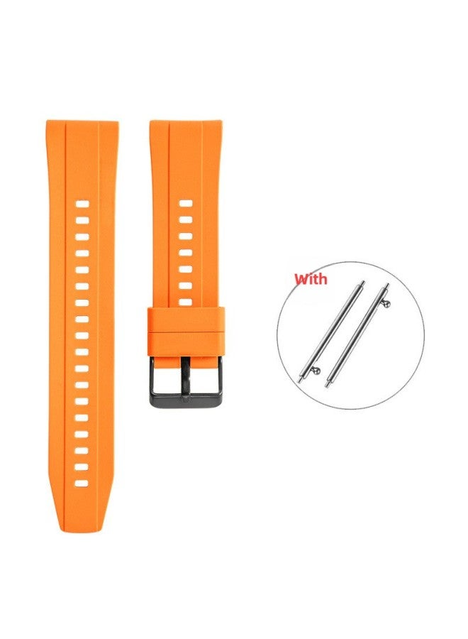 [ready Stock] Suitable For Huawei WatchGT4 Silicone Universal Watch Strap/gt2/gt3 With Quick Release Switch Earrings-Color:C8 Dark Yellow-black Buckle-Specifications:22MM  - Image 1