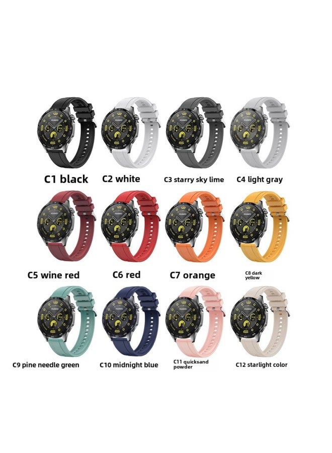 [ready Stock] Suitable For Huawei WatchGT4 Silicone Universal Watch Strap/gt2/gt3 With Quick Release Switch Earrings-Color:C8 Dark Yellow-black Buckle-Specifications:22MM  - Image 2