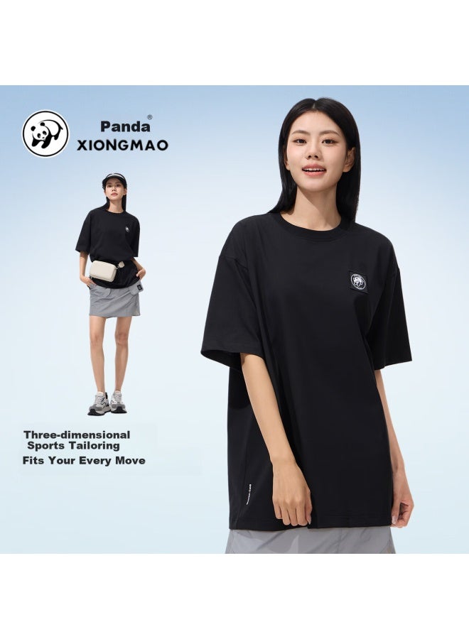Panda Camel Series Outdoor Short Sleeve Quick Dry T-Shirt Men Women Spring Summer Sports Casual Top Inner Wear K170 Black, Xs - Image 1