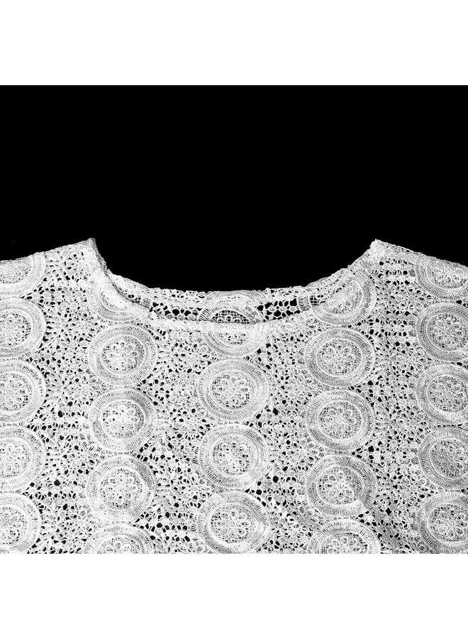 HD Womens Floor-Length Afircan Tube Dress Boat Neck Kaftan Lace Gown One Size, White-lace, One size - Image 2