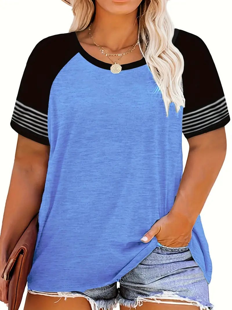 American Retro Raglan Short-Sleeved T-Shirt Women'S Summer Loose Top Fashion 3D Printed Large Size Bottoming Shirt - Image 1
