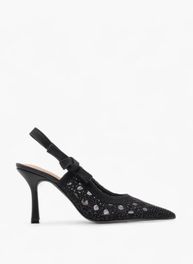 Flora Bella By Shoexpress Women's Embellished Slingback Shoes With Stiletto Heels