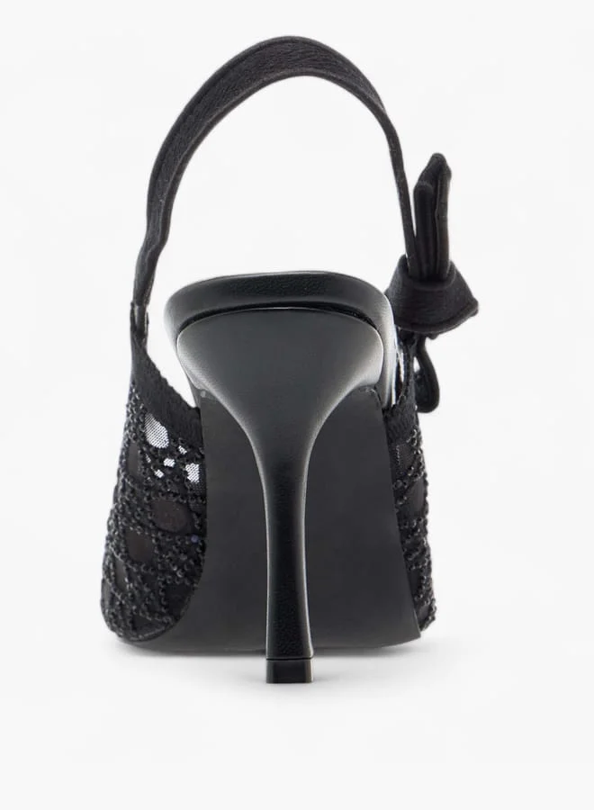 Flora Bella By Shoexpress Women's Embellished Slingback Shoes With Stiletto Heels
