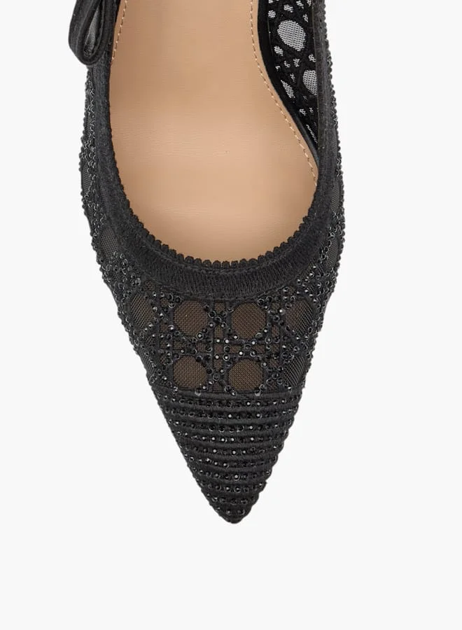 Flora Bella By Shoexpress Women's Embellished Slingback Shoes With Stiletto Heels