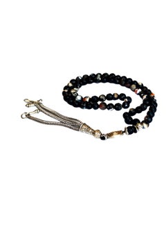 Agate rosary for prayer and praise in black wavy color from Jadwar
