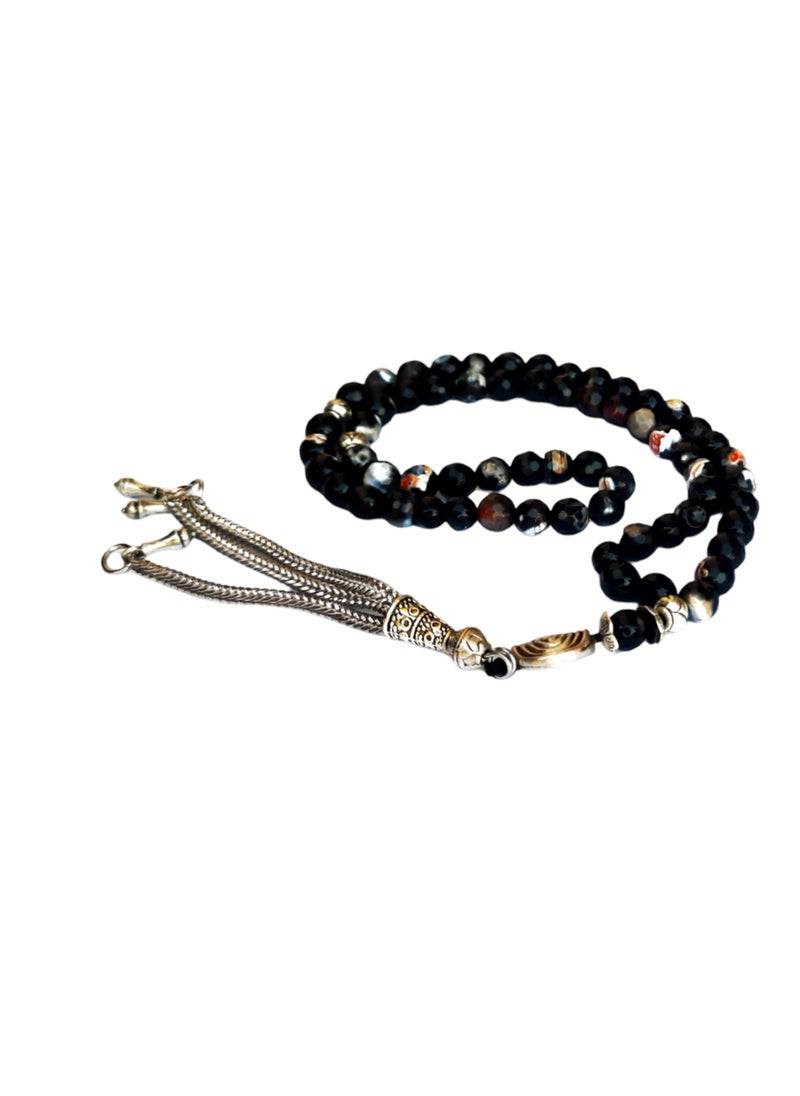 JADWAR - Agate rosary for prayer and praise in black wavy color from Jadwar - Image 1