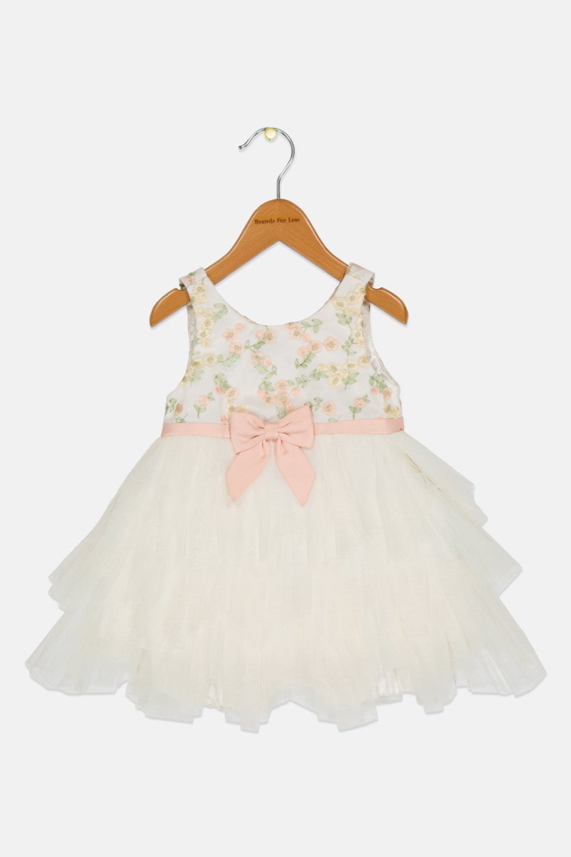 american Princess Toddlers Girl Embroidered Dress, White  - Image 1