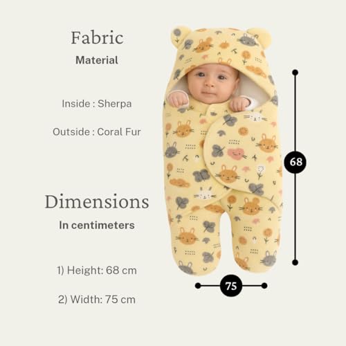 First Kick Baby Blanket New Born Pack of Hooded Printed Swaddle Wrapper Bag Pack of 1, 0-6 Months, L 70 cm x B 70 cm - Image 4