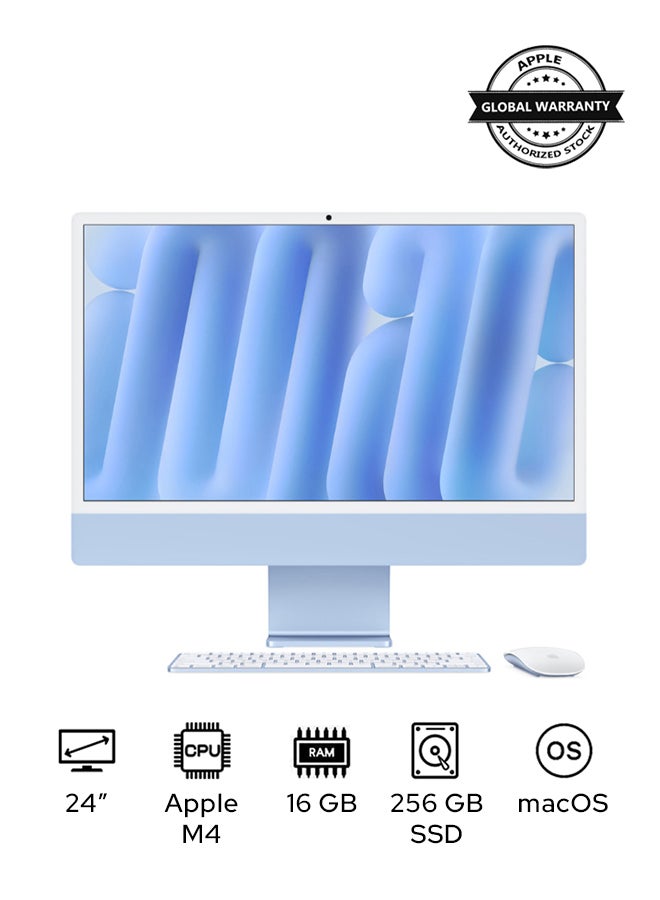 iMac MWV13 | 24 Inch Display | Apple M4 Chip | 10-Core CPU 10-Core GPU | 16GB RAM | 256GB SSD | macOS | English Keyboard | Blue