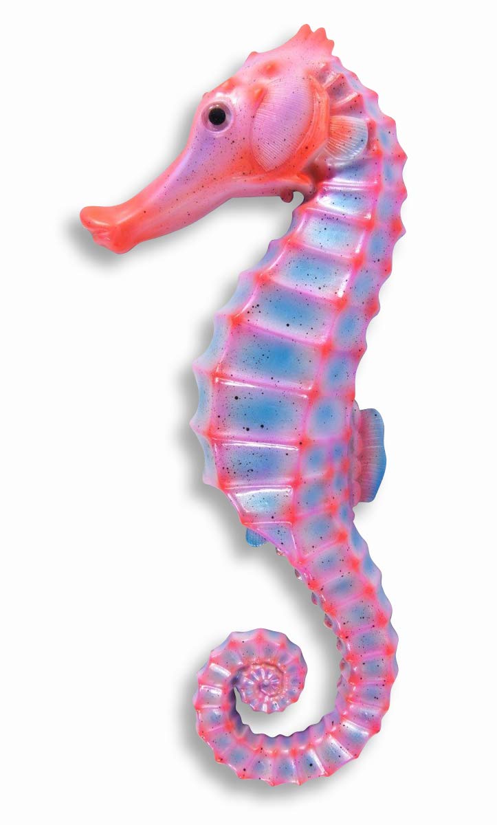 XL Handpainted Seahorse Wall Plaque 6 Pink Modern Contemporary Marine Theme Lightweight Unframed Glossy Finish Wall Mount Indoor Use