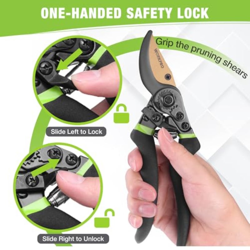 8.5" Bypass Pruning Shears, Die-cast Aluminum Handle, Garden Shears with Sharp SK5 Blade, Garden Clippers, Hand Pruner for Branches, Flowers, Fruits, Plants, Effortlessly Prunes 3/4" Branches - Image 5
