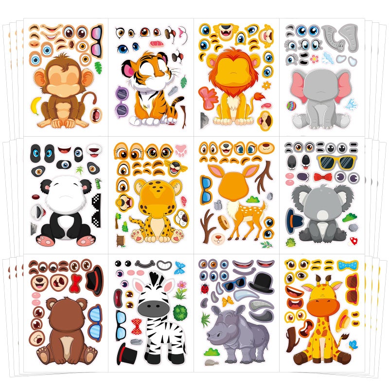 Cosomia 48 Sheets Create Funny Safari Animals Stickers, Make a Face Stickers for Boys and Girls, Travel Sticker Books, Party Favors, Birthday, Home, School and Activities Gifts for Kids Ages 3+ - Image 1
