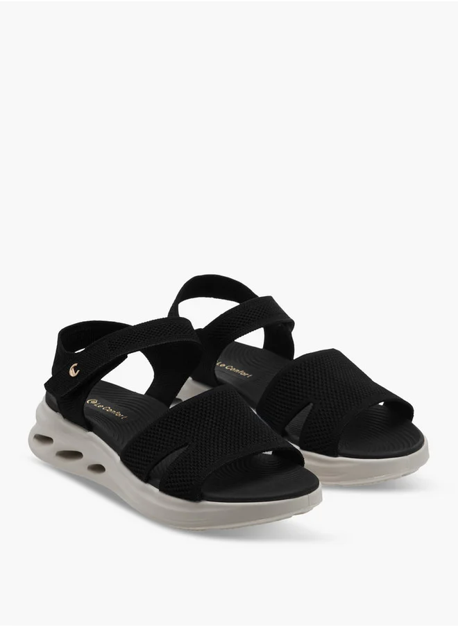 لو كونفورت Women's FlyknTextured Cross Strap Sandals with Hook and Loop Closure