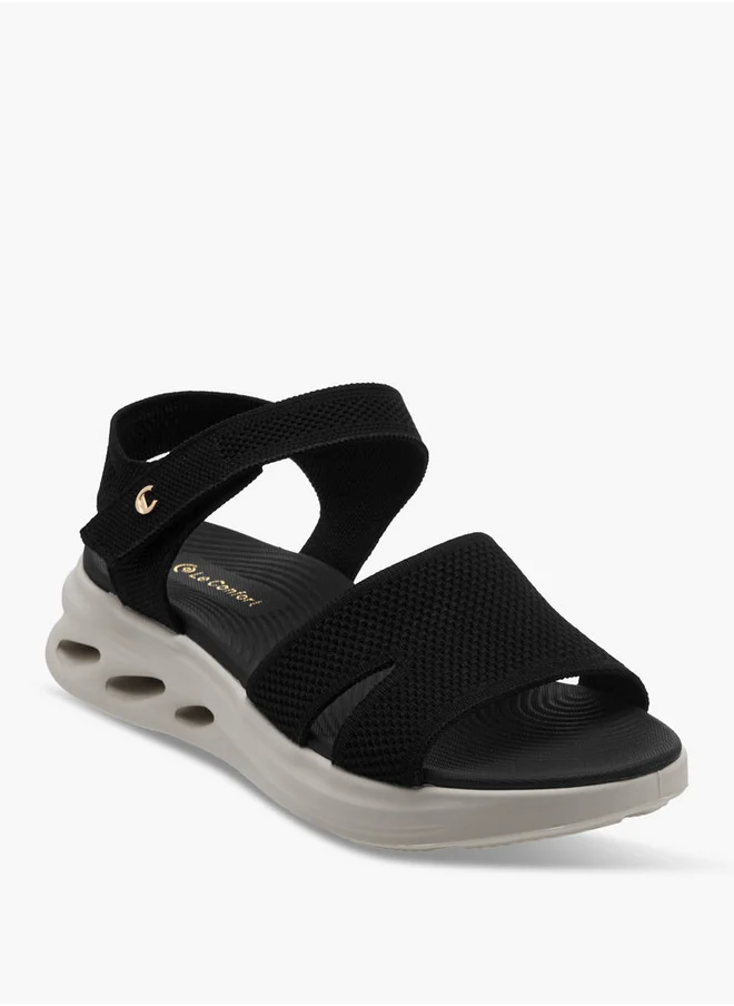 لو كونفورت Women's FlyknTextured Cross Strap Sandals with Hook and Loop Closure