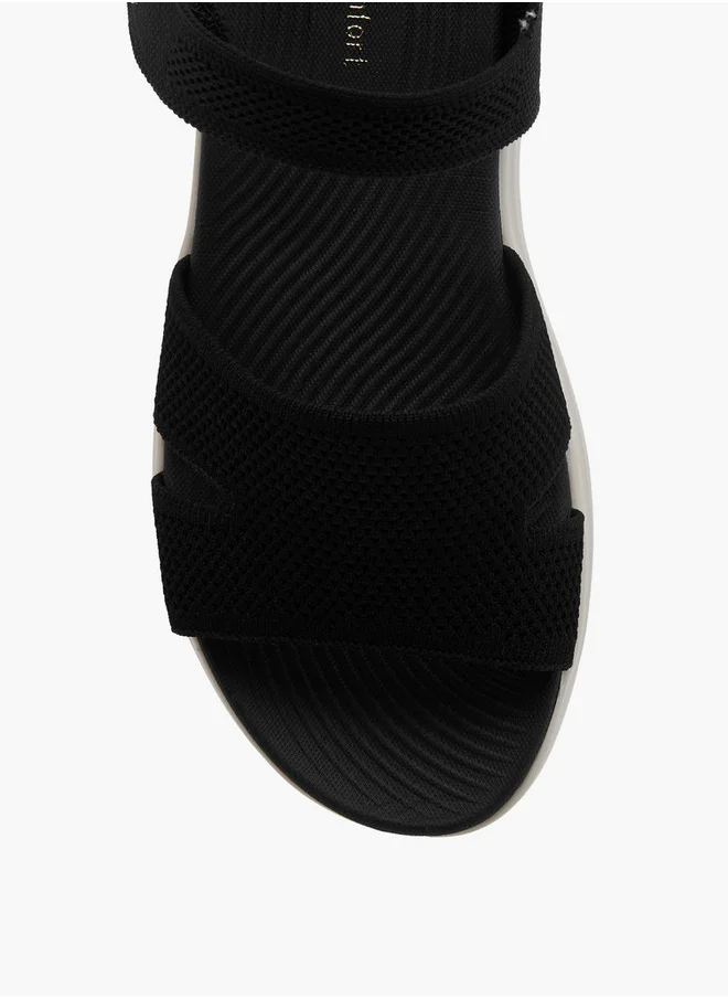 Le Confort Women's FlyknTextured Cross Strap Sandals with Hook and Loop Closure