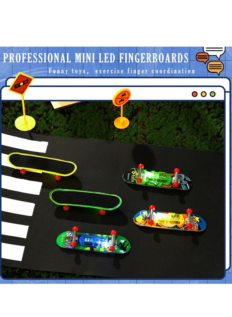 Excefore - Light up Mini Finger Skateboard Toys Set, 18 Pcs  LED Finger Skateboards, Hand Skateboard Toys Fingerboard Tiny Skateboards for Fingers Creative Fingertips Movement for Sports Party Favors - Image 1
