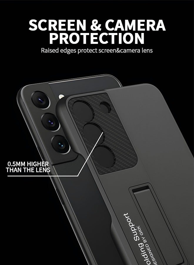 GROIC For Samsung Galaxy S23 Case 6.1'', S23 Slim Stand Cover with Screen Protector, Galaxy S23 shell Supports Wireless Charging [Adjustable Stand, Anti-Drop, Anti-Fingerprint] - Black - Image 2