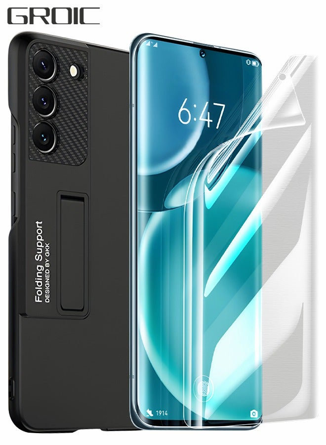 GROIC For Samsung Galaxy S23 Case 6.1'', S23 Slim Stand Cover with Screen Protector, Galaxy S23 shell Supports Wireless Charging [Adjustable Stand, Anti-Drop, Anti-Fingerprint] - Black - Image 1