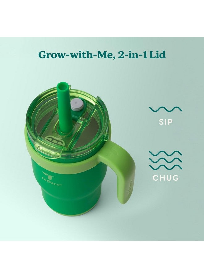 REDUCE 14 Oz Coldee Kids Tumbler with Lid and Straw - Coldee Insulated Travel Mug - Spill-Proof, Sweatproof Stainless Steel, BPA-Free - Includes Handle, Reusable Silicone Straw - Clover Green - Image 5