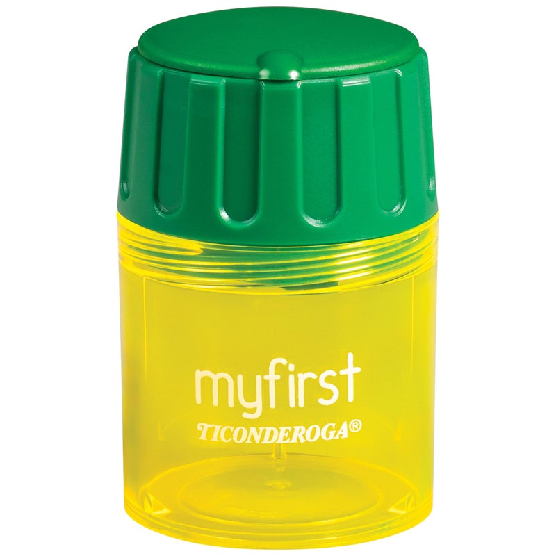 Ticonderoga My First Pencil Sharpener, 1 Hole, Large Barrel, Yellow/Green - Image 2