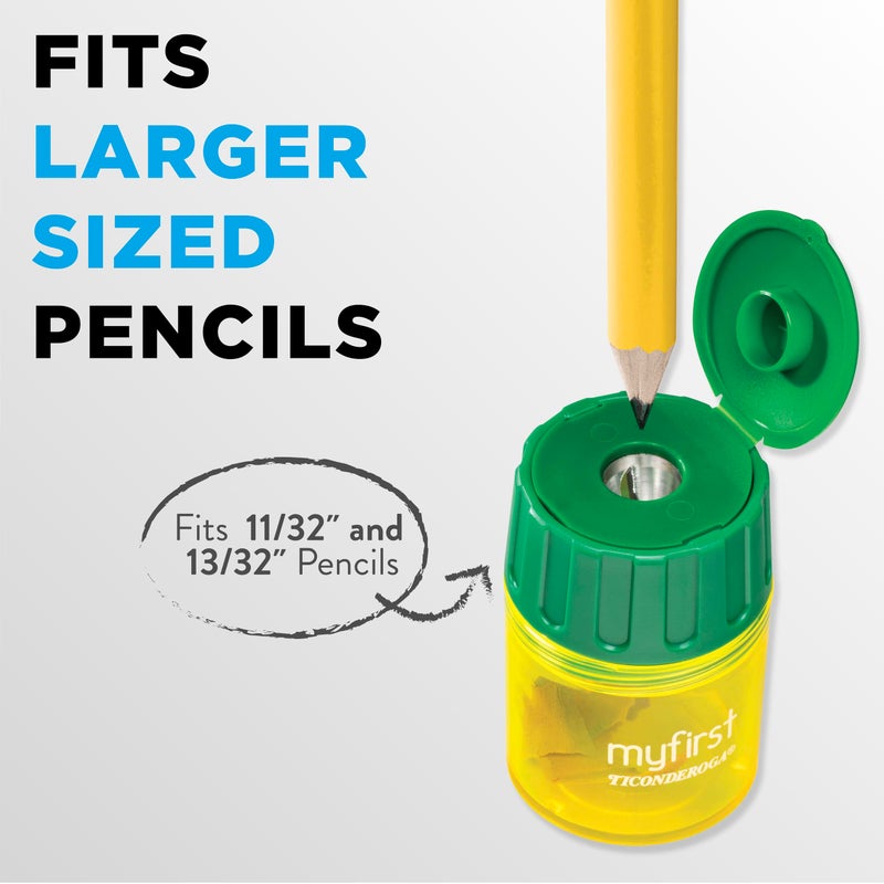 Ticonderoga My First Pencil Sharpener, 1 Hole, Large Barrel, Yellow/Green - Image 3