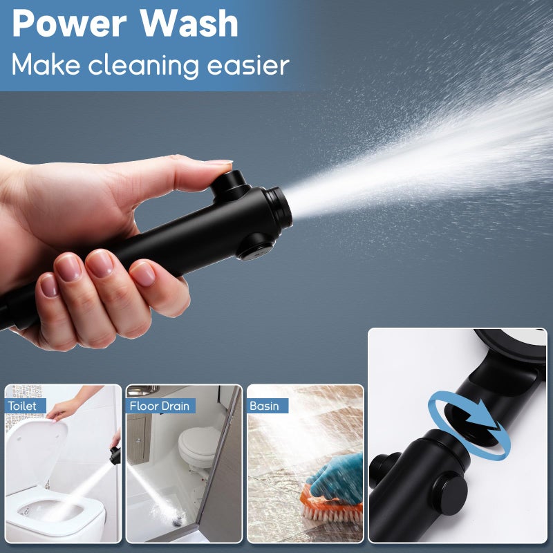 XFIRE-GEAR RV Shower Head with Hose, 5+1 Mode High Pressure Replacement with On/Off Switch, Water Saving Motorhome Shower Head for RV/Campervan, Caravan(Black) - Image 3