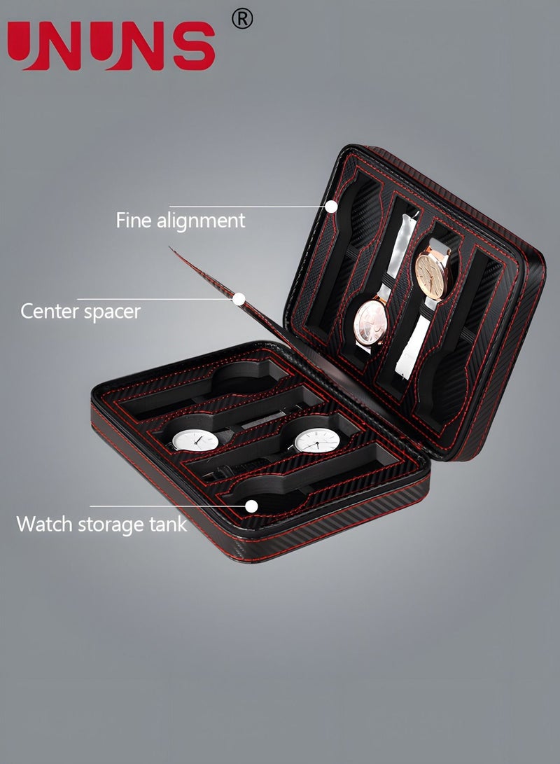 UNUNS PU Leather Watch Box,8-Grid Watch Box Organizer With Zipper And Fixed Rope,Fits Wristwatches And Smart Watches Up To 55mm - Image 5