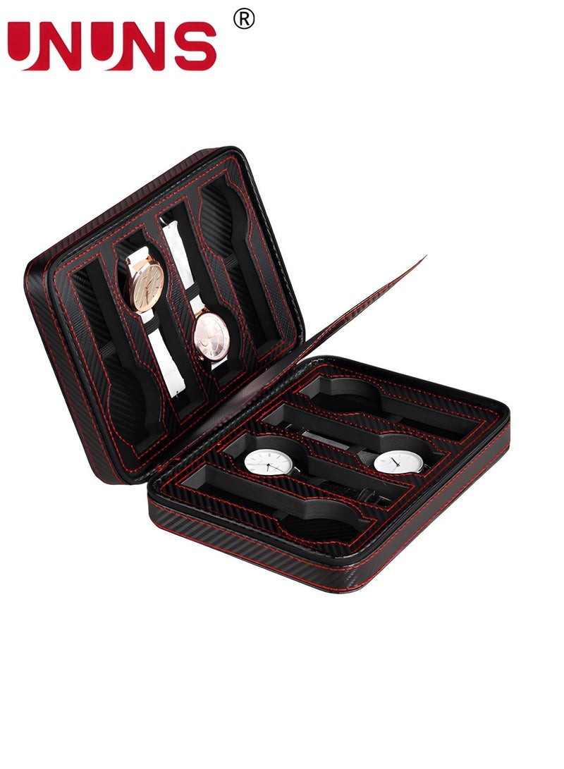 UNUNS PU Leather Watch Box,8-Grid Watch Box Organizer With Zipper And Fixed Rope,Fits Wristwatches And Smart Watches Up To 55mm - Image 1