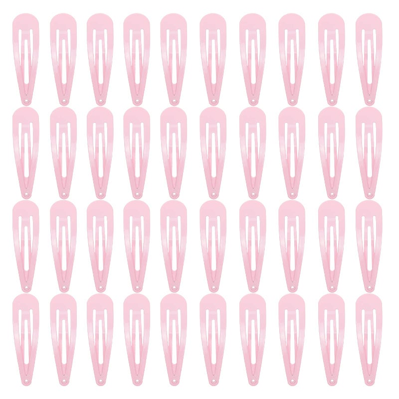 40 Counts Pink Color Metal Snap Hair Clips 2 Inch Barrettes for Women Accessories