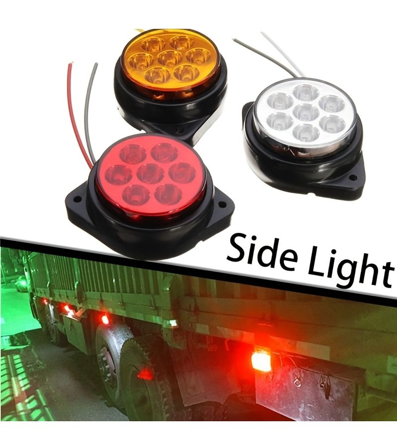 ضوء دائري أبيض مكون من 7 لمبات LED بجهد 12-24 فولت للشاحنات، توصيل سلكي صلب بدون بطارية - Image 4