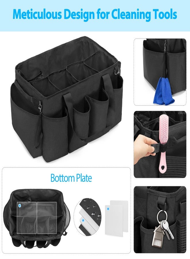 HODRANT Extra-Large Cleaning Caddy, Organizer with Handles for Cleaning Tools & Products Storage, Large Capacity Tote Bag for Car, Home & Housekeeping Work, Black - Image 4