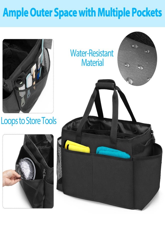 HODRANT Extra-Large Cleaning Caddy, Organizer with Handles for Cleaning Tools & Products Storage, Large Capacity Tote Bag for Car, Home & Housekeeping Work, Black - Image 3