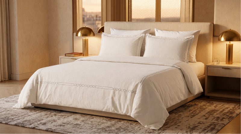 HOMETOPIA Luxury Hotel Style Embroidered Quilted Comforter Set 6 Pieces, Elegant Picture Frame Design, Soft Breathable Bedding Set, King Size, All Season - Image 3