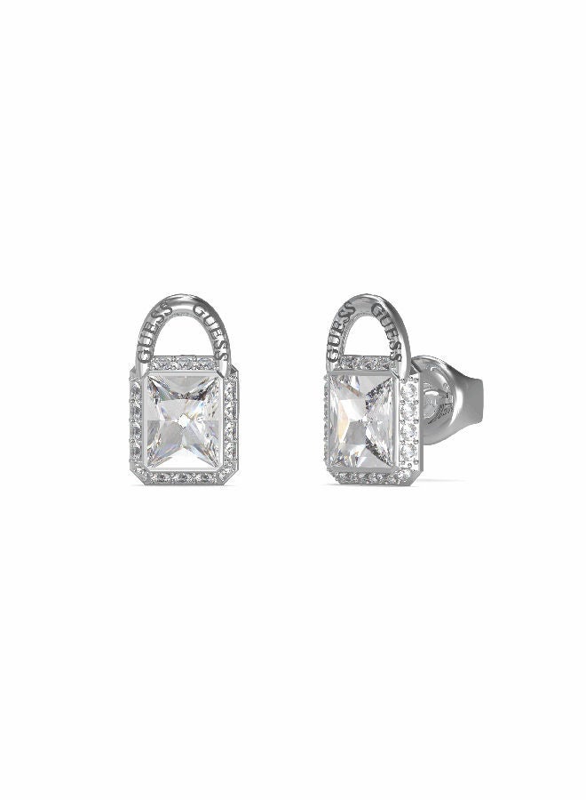 GUESS Clear Padlock Stud Earring