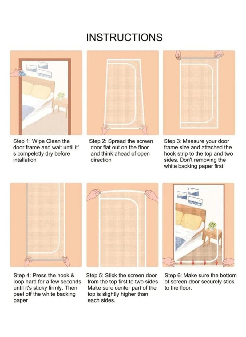 Y&D - Pet Screen Door Thickened Cat Resistant Mesh Strong Nano-Coating Anti-Scratch for Living Room Patio Scratch Proof with Zipper Closure 90x210cm - Image 1