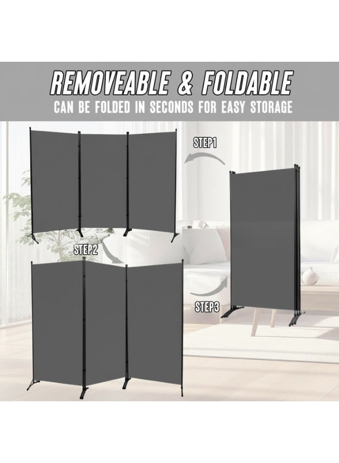 WALALLA 3 Panels Room Divider, 6 Ft Tall Indoor Folding Privacy Panels Screen, Portable Partition Separator, Freestanding Separation Temporary Wall, Room Partition Wall Dividers for Home Office - Image 4