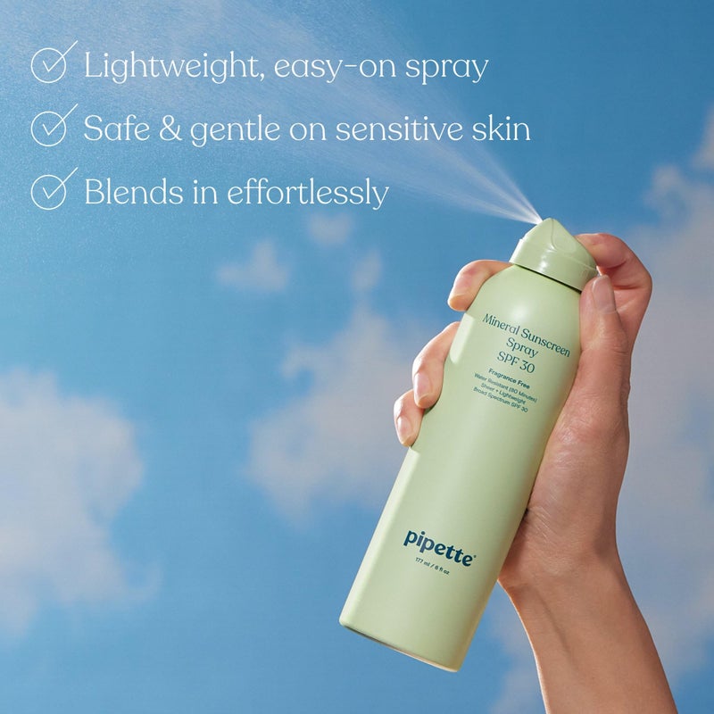 Pipette Baby Mineral Sunscreen Spray SPF 30, 6 oz, Water-resistant Non-nano Zinc Oxide Mineral Sunscreen, UVB/UVA Sunblock for Kids, Safe for Sensitive Skin - Image 3