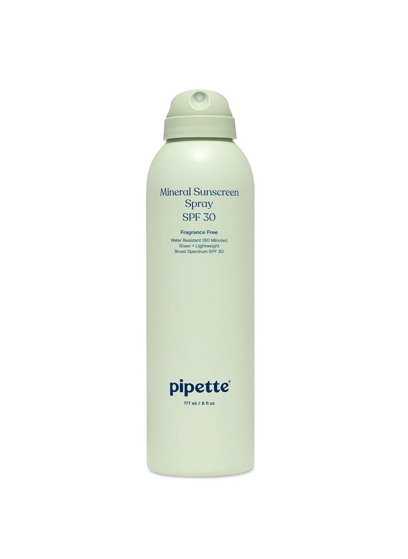 pipette Pipette Baby Mineral Sunscreen Spray SPF 30, Broad Spectrum with Non-Nano Zinc Oxide, Water Resistant UVB/UVA Non-Toxic Sun Protection for Kids & Sensitive Skin, 6 oz  - Image 1