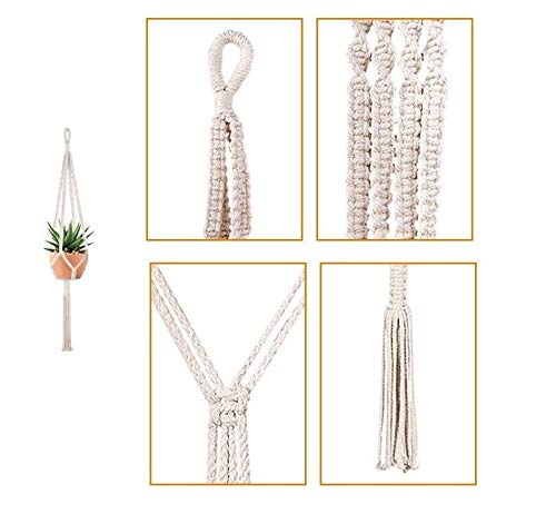Coir garden Macrame Plant Hanger Indoor Outdoor Hanging Planter Basket Cotton Rope(Pot not Included) -4 Legs- 41 inch Contemporary Hanger - 1 Piece - Image 2