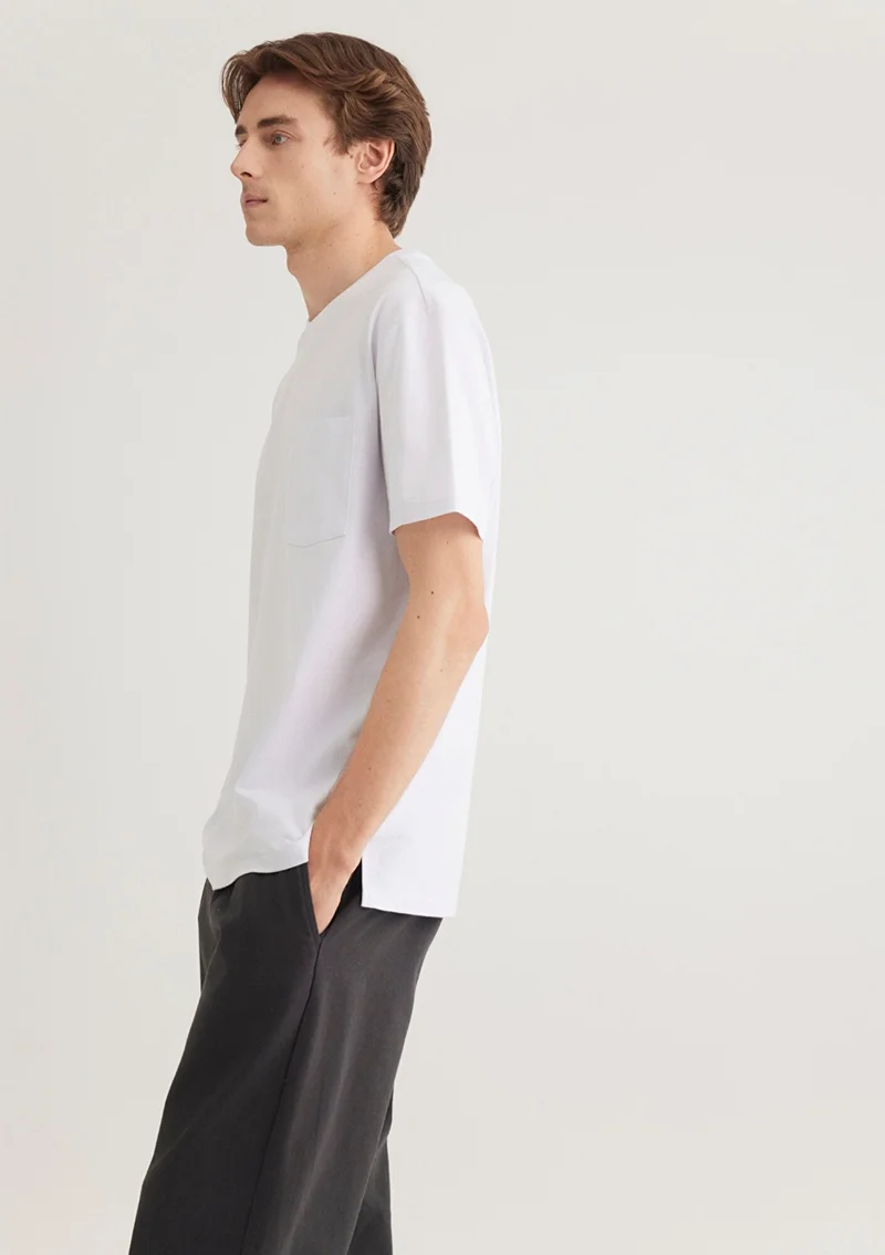 مافي Blue Men's White Basic T-Shirt with Pockets 066248-620