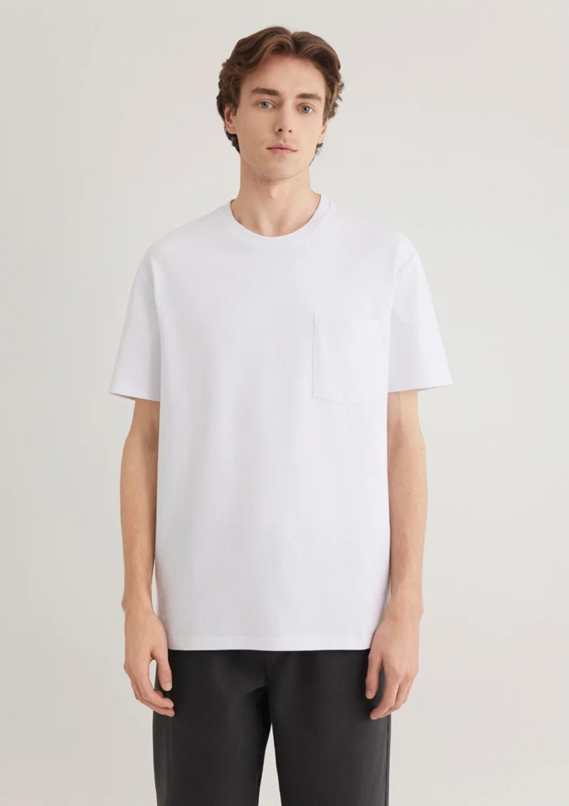 مافي Blue Men's White Basic T-Shirt with Pockets 066248-620