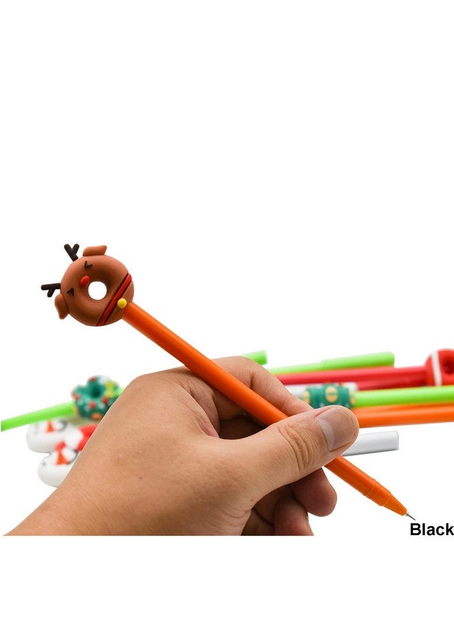 Maydahui Maydahui 12 PCS Creative Donut Christmas Gel Pen Xmas Tree Snowman Reindeer Santa Claus Style Black Ink for School Party Students  - Image 5