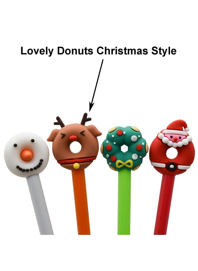 Maydahui Maydahui 12 PCS Creative Donut Christmas Gel Pen Xmas Tree Snowman Reindeer Santa Claus Style Black Ink for School Party Students  - Image 3