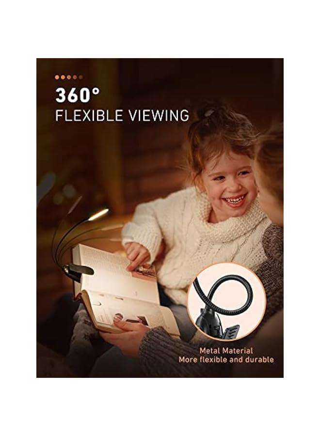 Rechargeable LED Book Light: 80-Hour Runtime, 3 Brightness Levels  Colors, Lightweight Reading Lamp for Bed - Image 5