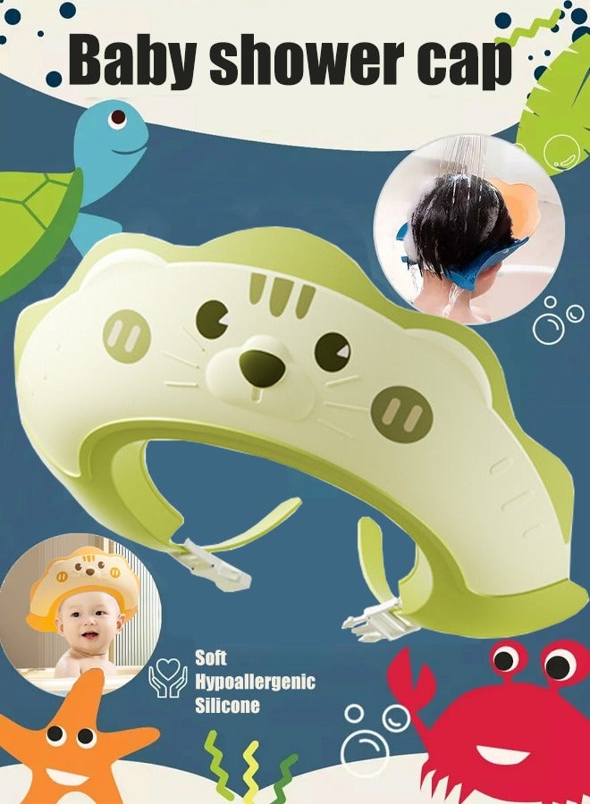 Baby Shower Cap, Baby Shower Cap Shield, Adjustable Toddler Bath Cap Shower Cap for Kids, Hat for Eye and Ear Protection for 0-9 Years Old Children, Shampoo Bathing Protection Head Eye Ear Shampoo Caps for Toddler Baby Kids Makes the Bath More Fun  - Image 1